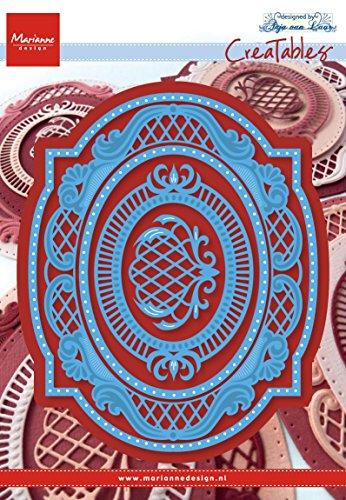 Marianne Design LR0376 Creatables Anjas Oval - Stanzschablone und Prägeschablone für die Kartengestaltung und Scrapbooking, Metal, blau, 11,3 x 14 x 0,4 cm