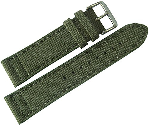Eulit Uhrenarmband aus Leinen, 20 mm, Grün Made in Germany