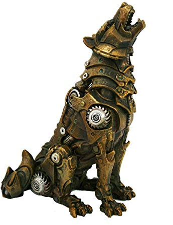 Pacific Giftware Steampunk Wolf Figur heulend - Alpha Tier Deko Zahnräder Sammelfigur