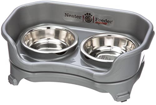 Neater Feeder Express Gamelles surélevées pour Chat - Gamelles pour Chat avec Support - Gamelles de Nourriture et d'eau en Acier Inoxydable - Gamelles surélevées pour Chat - Gris Acier