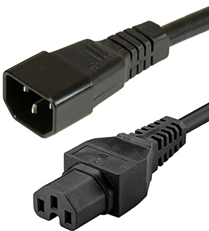 DINIC Stromkabel, Warmgeräte-Kabel C14 auf C15, VDE, Querschnitt 1mm² (3,00m, schwarz)