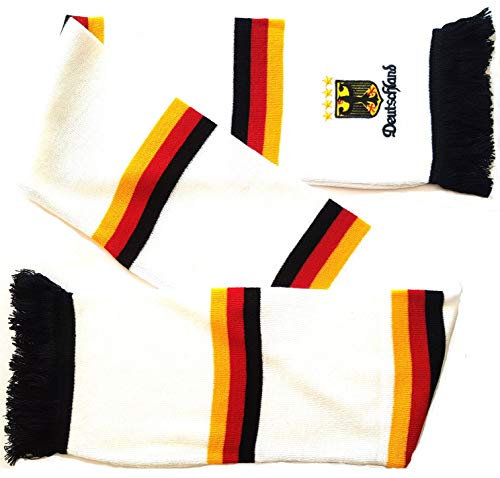 Germany Deutschland bestickter modischer Strickschal, Weiß, Schwarz, Rot, Gelb, fits all