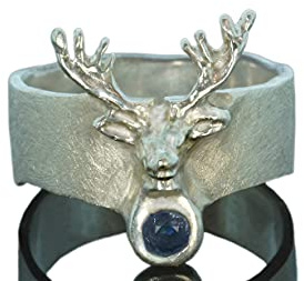 Forest King - Handgefertigter Silberring mit Hirsch - 925 Sterling Silber | Schmuck für Natur & Waldliebhaber - Oktoberfest - Geweih - Jäger