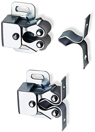 5 Stück Doppel-Rollenschnäpper verstellbar Tür Kugelschnapper aus Stahl verzinkt inkl. Gegenstück Feder-Schnapper Möbelschnäpper für Möbel-Türen Schrank-Schnäpper von SO-TECH®