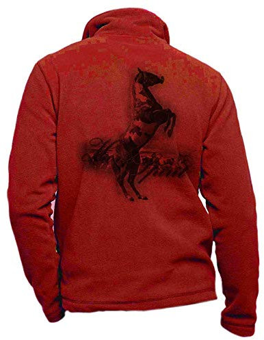 Fleece-Reiterjacke, Rot, personalisierbar, mit einem überfallenen Paint – Reiterbekleidung Größe M