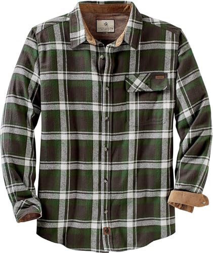 Legendary Whitetails Herren Buck Camp Flanell Langarm Plaid Button Down Freizeithemd Cordbündchen, Mountain Charcoal Plaid, Klein