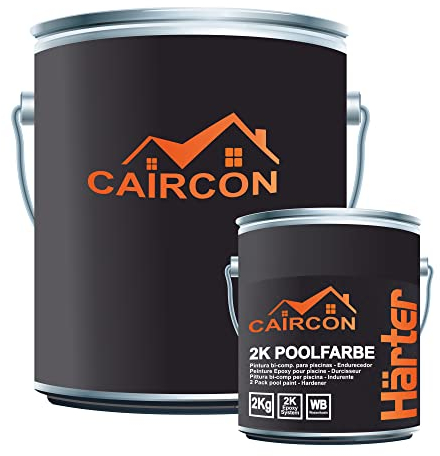 CAIRCON 2K Poolfarbe Schwimmbadfarbe für Betonbecken, wetterfest - Lichtgrau 20kg