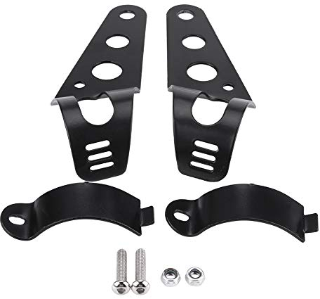 Headlight Mounting Bracket,35-43mm Motorcycle Headlight Mount Bracket Fork Tube Clamp Kit for Chopper Cafe Racer (Black)