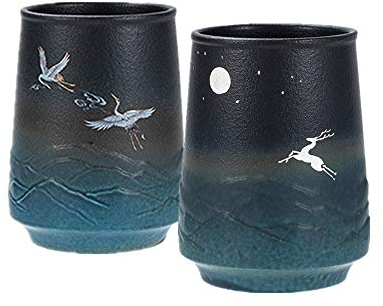 Teetassen-Set, chinesische/japanische Keramik, handgefertigt, Vintage-Kaffeetasse, Geschenk für Mutter, Vater, Freunde zum Geburtstag, Weihnachten, 284 ml, 2 Stück