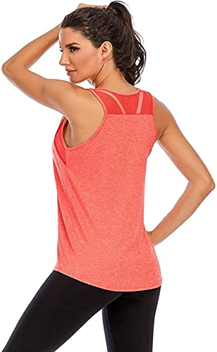 Nekosi Damen Yoga Tanktops Ärmelloses Sportshirt Kleidung Mesh Zurück Fitness Laufen Shirt Sport Oberteile Rot XL