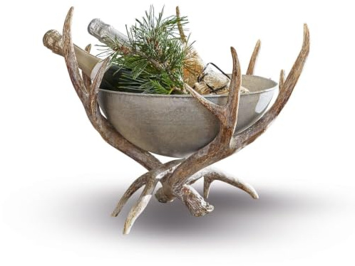 Loberon Deko-Schale Morlaix, antikgrau | Perfekte Geweih-Nachbildung, Luxuriöser & Rustikaler Chalet-Chic, Dekoration, Wohn-Accessoire, Eisen, Polyresin
