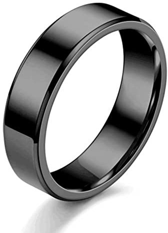 Stfery Bandring Edelstahl 6MM Polieren Eboy Rings Schwarz Ring Personalisiert zum Valentinstag, 60 (19.1)