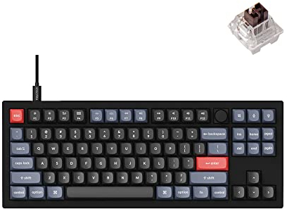 Keychron V3 Wired Custom Mechanical Keyboard Knob Version, TKL QMK/VIA Programmable with Hot-swappable Keychron K Pro Brown Switch Compatible with Mac Windows Linux Carbon Black (Non-Transparent)