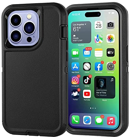 smartelf Case for iPhone 14 Pro Max Case Heavy Duty Shockproof Protector Full Body Cover Drop-Proof Scratch-Resistant Hard Shell for Apple iPhone 14 Pro Max 6.7 inch—Black