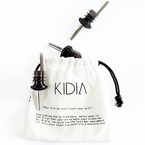 Kidia Metal Pour – Kit 10 Versatori Acciaio Inox - Tappi Universali con Guarnizione in Gomma, Flusso Calibrato 157 BPM, Lavabili in Lavastoviglie | Cocktail Set Barman/Bartender | (1, Classic)