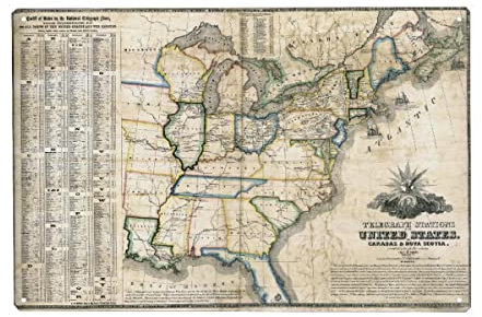 artboxONE Metall-Poster 30x45 cm Städte Alte Karte Vereinigte Staaten-j von Künstler Paul Rommer