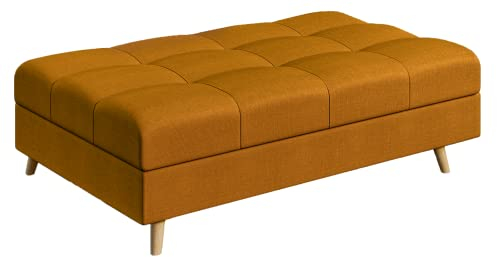 S-Style Möbel Monaco Hocker Skandinavische Moderne Hocker Mikrofaser Stoff Praktisch 118cm x 73cm x 40cm Vier Beine Beinhöhe 10cm Hochelastischer Polyurethanschaum Farbe Gelb