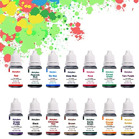 Maloftars Lebensmittelfarbe Gel 14er Set Hochkonzentrierte Lebensmittelfarben Gel zum Backen, Dekorieren, Fondieren und Kochen 12,5g pro Flasche