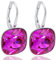 925 Ohrringe Silber Pink mit Markenkristallen Fuchsia Ohrhänger NOBEL SCHMUCK