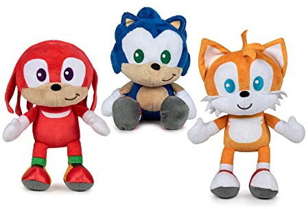 Famosa Softies - Sonic Plüschtier 22 Zentimeter, 3 Modelle verfügbar, einschließlich Tails und Knuckles, Blauer Igel, Klassische Videospiele, Jungen und Mädchen + 1 Jahr, zufällige Lieferung