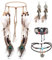 LOLIAS 4 Teiliges Indianer Kopf Schmuck Set Lederhalskette Und Feder Ohrringe Für Damen Handgefertigtes Armband Vintage Boho Hippie Tribal Mottoparty Karneval Schmuck