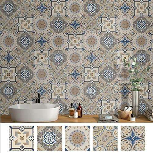 XIUWOUG 20Pcs Carrelage Autocollants Stickers épaissir Auto-Adhésif Murale Salle De Bains Cuisine, Carreaux Ciment adhésifs Stickers décoratifs. Autocollant,B,20x20cm