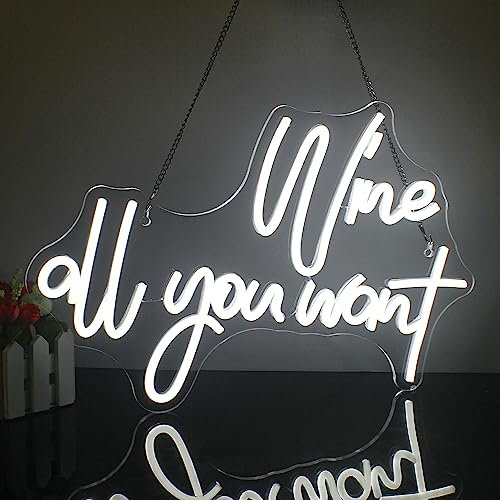 WLHOPE Wine All You Want Neon Sign LED Bar Neon Light Sign Wine Neon Lights Bedroom Decor Acrylic Night Lights USB Powered Wall Decor for Bar Home Bar Bistro Club Nightclub Party Decor
