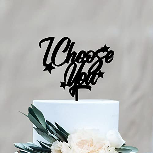 Rimego I Choose You Quote - Calligraphic Wedding Shower Cake Topper Decorations - I Choose You Cake Topper for Wedding, Bridal Shower, Bachelorette Party