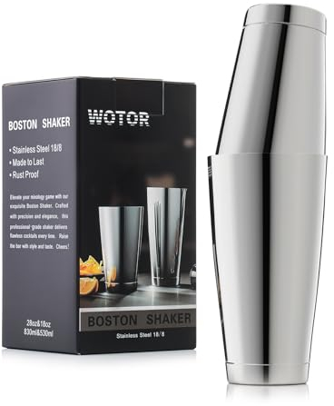 WOTOR Boston Ensemble shaker à cocktail lesté en acier inoxydable pour barman 530 ml et 830 ml, shaker à martini en métal pour barman, outils de bar professionnels pour barman(argenté)