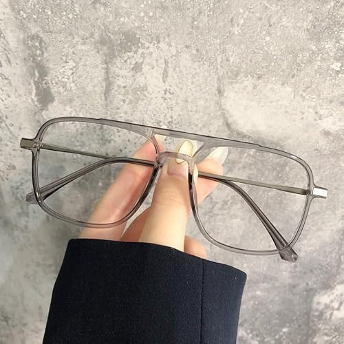 LTSRLL Müdigkeit lindernde Lesebrille, übergroße Pilotenbrille, Computerleser, blaues Licht blockierender Flacher Lichtspiegel (Color : Tea, Size : +150)