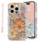 Micoden for iPhone 15 Pro Case Oil Retro Floral Print Curly Wave Silicone Case Aesthetic Fashion Flower Girls Women Phone Case with Strap for iPhone 15 Pro Light Purple