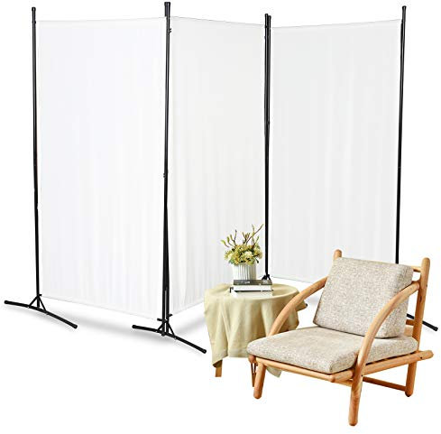 Izrielar Biombo plegable de 3 piezas, 260 x 180 cm, biombo, para interior, exterior, jardín, balcón, terraza, separador de habitaciones (beige)