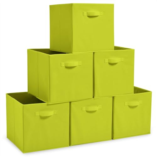 EZOWare Aufbewahrungskörbe Faltbare Würfel-Aufbewahrungsboxen, 6er-Set, Faltbare Aufbewahrungsbox für Kleinkinder, Kinderzimmer, Zuhause, 26,7x26,7x28cm / Apfelgrün
