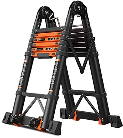 Attic Ladders 5.5/9.5 Ft Tall Telescoping Ladder Aluminum Heavy Duty Telescopic Extension Ladder a Frame Collapsible for Home Outdoor Load 200kg Wall Mounted Stairs (2.9m+2.9m/9.5 ft+9.5 ft)