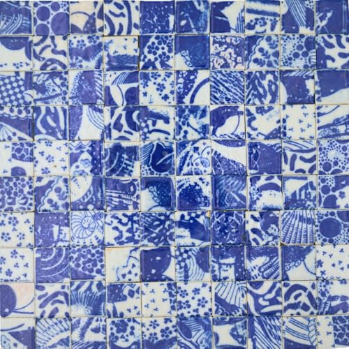 Yuvori Carreaux de mosaïque en céramique fabriqués à la main, 2 cm, 0,5 kg, bricolage, Qinghua chinois traditionnel et moderne, décoration d'intérieur, projets d'art de bricolage dans la salle de