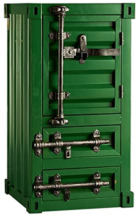 Metallschrank im Industrie-Stil, mit Schublade, kreative Aufbewahrungslösung für Zuhause oder Büro, Vintage-Werkzeugkasten-Design, stabiler Aktenschrank, grün, 40 x 35 x 76 cm