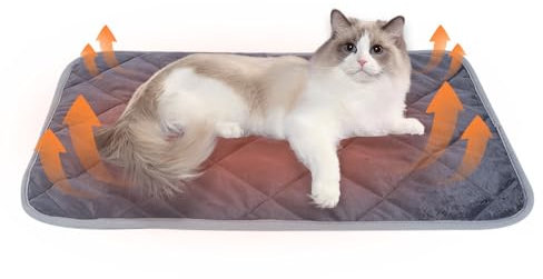 Mineup Self Heating Cat Bed, 70x48cm Electric-Free Soft Warm Self Heating Pet Pad, Washable Self Warming Dog Bed Mat with Anti-Slip Bottom, Self Warming Pet Pad with Removable for Cats Kitten Puppy