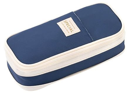 UzyTLaZ Big Capacity Pencil Pen Case Office College School Large Storage High Capacity Bag Pouch Holder Box Organizer School Season Pencil Pouch (Dark Blue)