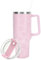 JarThenaAMCS Pink Bow Tumbler with Lid and Straw 40 Oz 5D Ribbon Bow Printed Tumbler with Handle Pink Stainless Steel Cup Gift For Christmas Home Office Travel