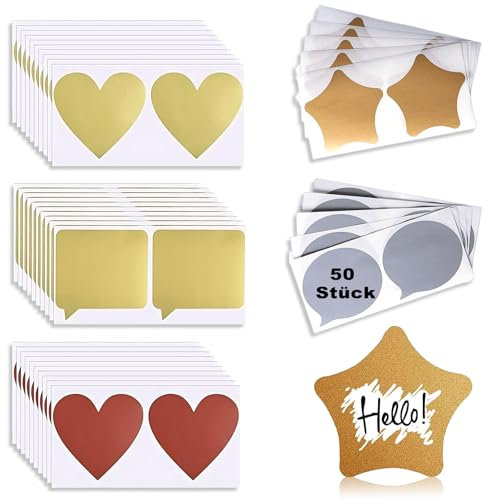 Rubbelaufkleber, 50 Stück Rubbellose, Diy-Tombolalose Sticker, 5 Form Etiketten Abkratzen Aufkleber, Für Überraschung Rubbel Card Einklebebuchbuch, Folie Rubbelaufkleber