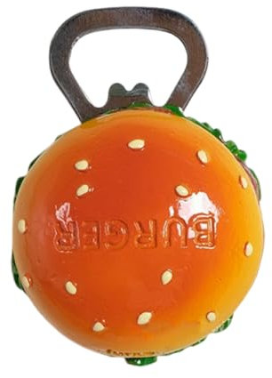 Magnetic Bottle Opener, Beer Bottle Opener, Unique & Cute Refrigerator Beer Opener, Perfect Funny Gift & Party Accessory Gadgets for Bartenders & Waiters (Hamburger)
