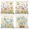 4 Stück Blumen Kissenbezug 40x40cm,Kissenbezüge Frühlings Blumen,Frühling Urlaub Kissenbezug Dekoration,Leinen Kissenhülle Blume Garten Schmetterlinge Und Vögel,Für Sofa Schlafzimmer Dekoration (A)