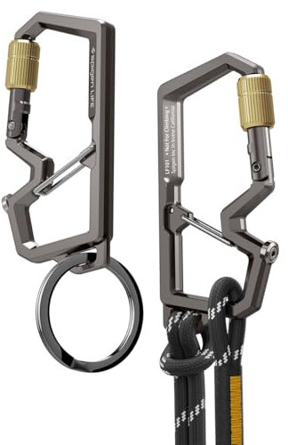 Spigen Life Karabiner LF101 Schlüsselanhänger Karabinerhaken mit Schraubverschluss Carabiner mit Flaschenöffner für Ourdoor Camping Wandern (1 Stück) - Gunmetal