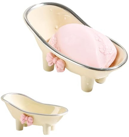 Calkkrer Weiß Bow Seifenschale, Make up Organizer und Deko-Container, Perfekt für Macarons Dekoration, Badewannen-Deko, Schöne Seifenschale, Seifenhalter