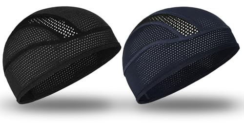 2 Pezzi Sottocasco Bici Estivo Traspirante, Cappello da Ciclismo, Sotto Casco Bicicletta, Berretto Sotto Casco Estivo per Uomo Donna, Cappellino da Ciclismo Estivo per Arrampicata Moto Calcio Ciclismo