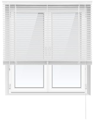 Acomoda Textil – Persiana Veneciana para Ventana con Lamas Horizontales Interior y Exterior de PVC. Estor Ajustable Protector de Luz para Hogar y Oficina Fácil Instalación. (Blanco, 60x130 cm)