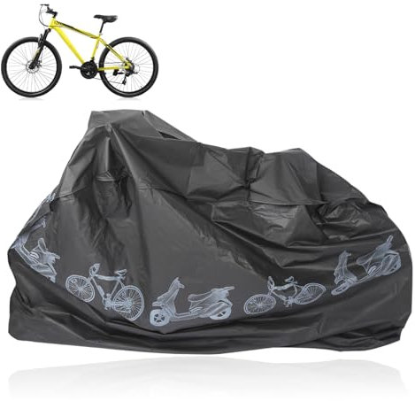 equlup Bicycle Cover, Waterproof Outdoor Bicycle Rain Cover Sun Protection Dust Proof Cover Black Outdoor Bike Storage Covers for Mountain Road Electric Bike