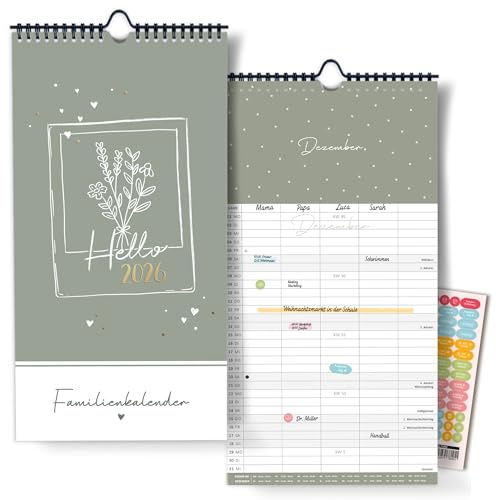 Familienplaner 5 Spalten zum selber gestalten I Gold I Familienkalender 2026 Fotokalender I Wandkalender I Bastelkalender I mit Ferien- und Feiertagen I Stundenplänen uvm.