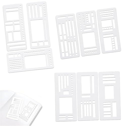 FrostyFlair Bullet Journal Zubehör, 9 Stück 13.5×6cm Handgemachte Flexible Schallplattenvorlage, Wiederverwendbare Bullet Journal Schablonen, Zeichen- & Checklistenvorlagen