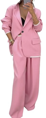 shownicer Ensemble Femme Chic Et Elegant Tailleurs Revers Manteau Ensemble Élégante Tenue 2 Pièces Costume Formel Bureau Travail Pantalon Costumes